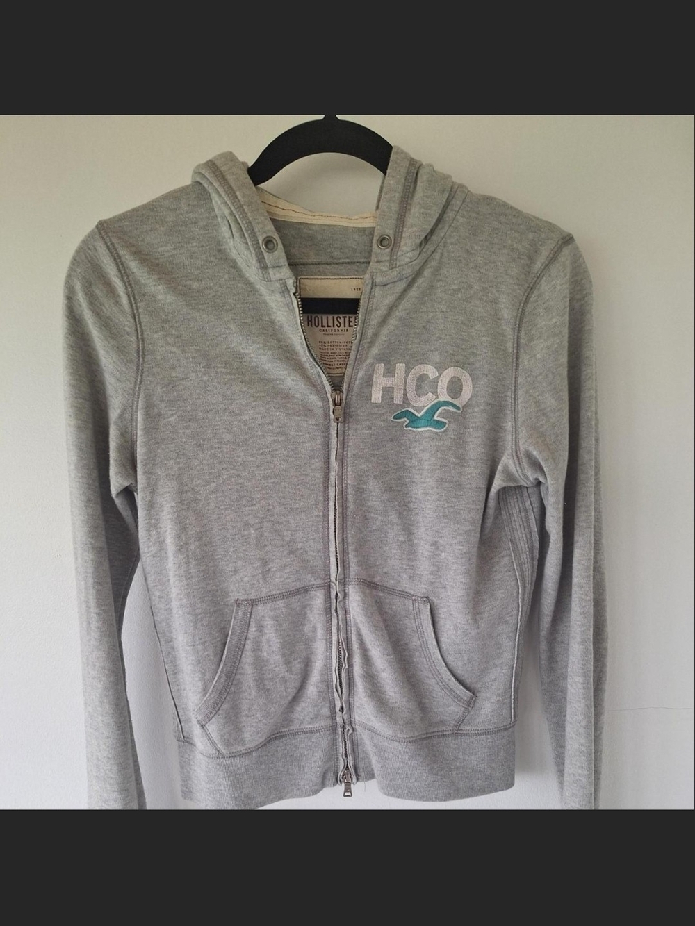Vintage Y2K Hollister Co. Heather Gray Full-Zip Hoodie